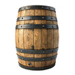 © Poorna Himasha - Vintage vertical wooden barrel with dark iron bands, rustic oak cask isolated on transparent background