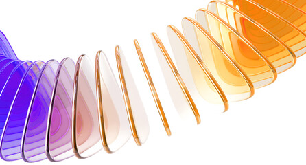 Wall Mural - 3d glass row of color triangle plate shapes with rainbow light texture. abstract geometric line patt