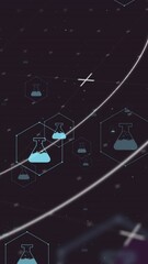 Wall Mural - animation of network of medical icons and data processing