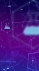 Wall Mural - animation of network of medical icons over data processing