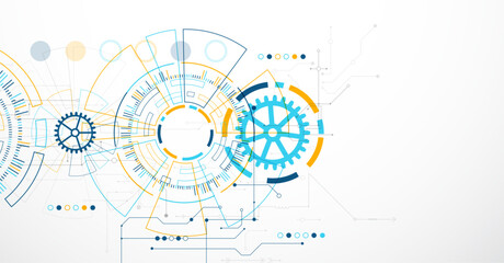 Wall Mural - abstract background. scientific and technological concept with the use of technical elements formed 