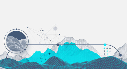 Wall Mural - the abstract wave is made in a frame style. template for science and technology presentation. vector