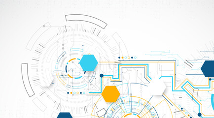 Wall Mural - abstract background. scientific and technological concept with the use of technical elements formed 