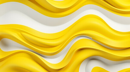 Wall Mural - Abstract yellow and white paper wavy shapes background.