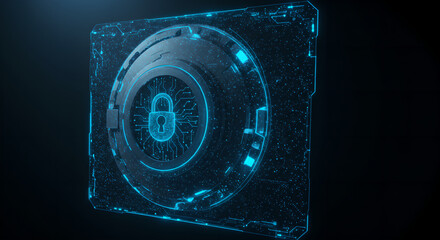Wall Mural - digital padlock with glowing circuit lines. cybersecurity concept for data protection and secure onl