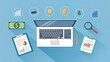 © Shawon - Financial planning and analysis with laptop, charts, money, and credit card