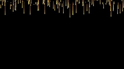 Wall Mural - loop glow gold yellow fire particles falling down animation on black abstract background