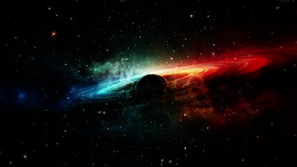 Wall Mural - 4k 3d loop space exploration space travel black hole and colorful stars fields in outer space scienc