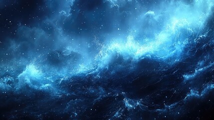 Wall Mural - ethereal cosmic swirls dance in celestial blues, creating a mesmerizing scene of wonder