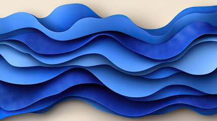 Sticker - Layered shades of blue form organic, wave-like shapes on a plain background, creating depth