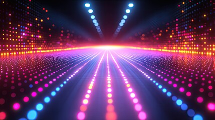Sticker - a vibrant perspective with colorful bokeh lights leading into the distance on a dark background