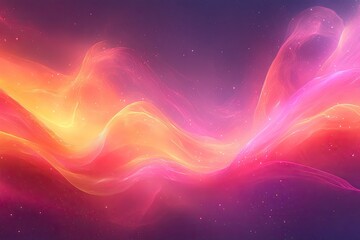 Wall Mural - abstract flowing waves of pink, orange, and purple, creating a dreamy, ethereal visual effect