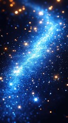 Wall Mural - bright blue galaxy with stars on dark background. gold dots accent the cosmic scene