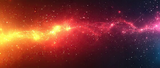 Wall Mural - a colorful nebula with streaks of yellow, orange, red, pink, and blue with countless tiny white spec