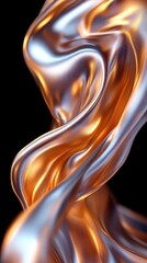 Sticker - Metallic swirling fabric with copper and silver tones in an elegant design, against a black background