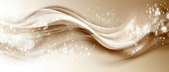 Wall Mural - a beige background has flowing waves and glitter highlights