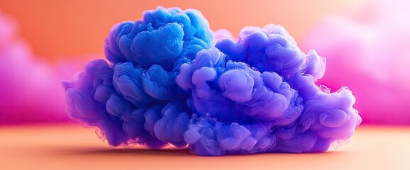 Wall Mural - A vibrant, colorful cloud formation against a pastel backdrop, rendered in a soft, dreamlike quality