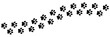 © Design planet1001 - A black and white illustration of a line of dog paw prints