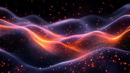 Wall Mural - Dreamy abstract art with glittering dust.
Modern wavy pattern with illuminated edges.