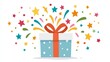 © Sutat - Vibrant Gift Box Exploding with Colorful Stars and Confetti in a Festive Celebration