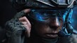 © sirisakboakaew - Military soldier in advanced tactical gear battlefield portrait combat zone close-up technology integration