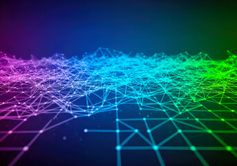 Wall Mural - evolving data ecosystem: a vibrant abstract visual depicting intelligent information exchange across