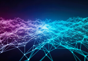 Wall Mural - digital tapestry of global connections: an abstract visualization of interwoven data streams and fut