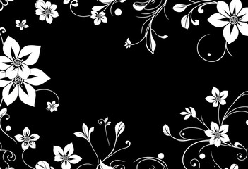 Wall Mural - elegant monochrome wavy floral vector background, seamless linear abstract pattern, element, contemp