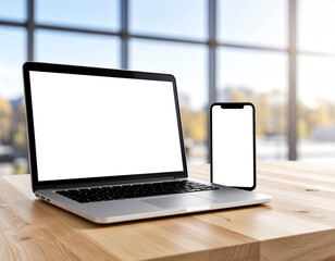 Laptop and Smartphone Mockup – Cross Device Technology Display