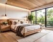 © Ankur - A modern guest bedroom with indirect ceiling lights, neutral bedding, and warm wooden