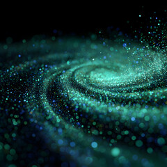 Wall Mural - Swirling cosmic dust glows in shades of blue and teal against a dark expanse creating a nebula effect.