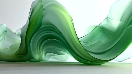 Wall Mural - elegant abstract green wave fabric simulation for artistic visuals and backgrounds