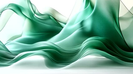 Wall Mural - elegant abstract green waves: a serene and dynamic motion graphics background visual