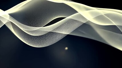 Wall Mural - elegant abstract wave animation with glowing particles on a dark background loop