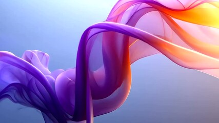 Wall Mural - elegant abstract waves in purple and orange flowing background animation loop