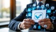 © Apatsara - businessman check online document validation icon, concepts of practices and policies, company articles of association terms and conditions, regulations and legal advice