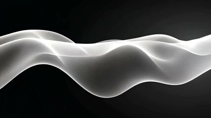 Wall Mural - elegant abstract white grid waves on a black background for futuristic design