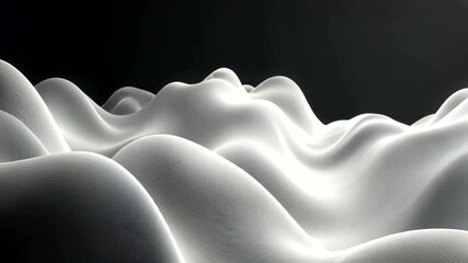 Wall Mural - elegant abstract white landscape motion background with black backdrop and smooth waves