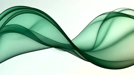 Wall Mural - elegant emerald green silk fabric waves flowing on white background animation