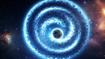 Wall Mural - Cosmic Halo: A Celestial Event Enveloping Earth in a Mystical Blue Nebula