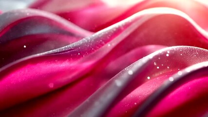 Wall Mural - Elegant Fuchsia Waves: Abstract Fabric Texture with Sparkling Glitter Background Video