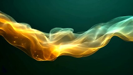 Wall Mural - elegant golden flowing energy wave animation background with glowing particles effect
