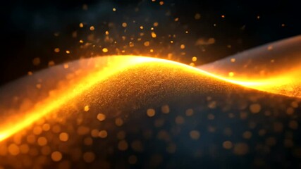 Wall Mural - elegant golden wave of glowing particles shimmering on a dark backdrop video footage
