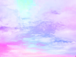 Wall Mural - beauty sweet pastel purple and blue colorful with fluffy clouds on sky. multi color rainbow image. abstract fantasy growing light