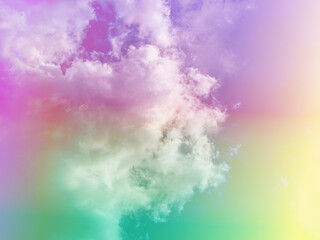 Wall Mural - beauty soft pastel with fluffy clouds on sky. multi color rainbow image