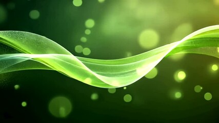 Wall Mural - elegant green waves motion background with bokeh lights and sparkling particles