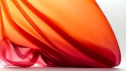 Wall Mural - elegant orange and red sheer fabric flowing gracefully in a sequence of ten poses