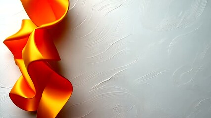 Wall Mural - elegant orange ribbon on textured background, seamless loop animation for presentations