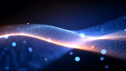 Wall Mural - elegant particle wave: abstract blue and orange glowing light streaks animation