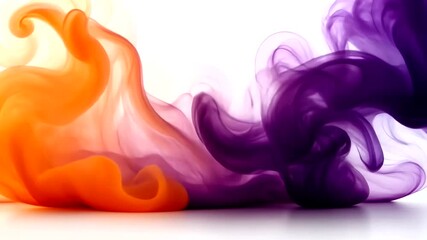 Wall Mural - elegant purple and orange smoke collision on white background - abstract design element